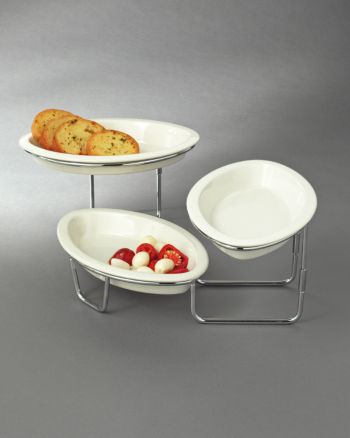 Godinger Siena Porcelain & Chrome 3-Tier Server with Rack