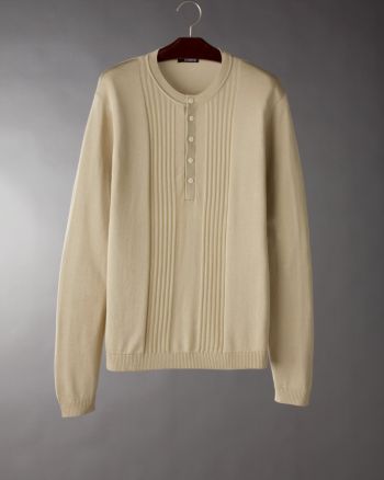 Claiborne Men's Jacquard Front Panel Henley Sweater - Hemp