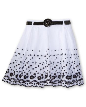 Star City Juniors' Belted Embroidered Skirt - White