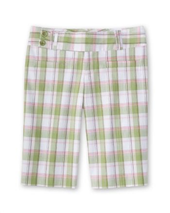 Star City Juniors' Plaid Extend-tab Bermuda Shorts - Pink/Green