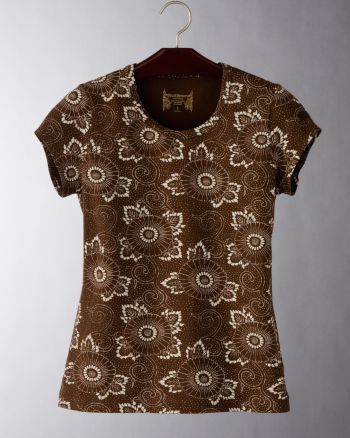 Ruff Hewn Women's Floral Dot Print Baby Tee - Ruff Moccasin