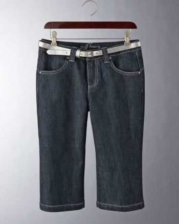 Ruff Hewn Women's Cropped Denim Straight Leg Jeans - Dark Wash