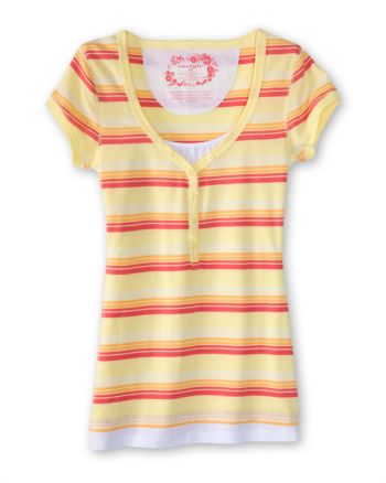 Energie® Juniors' Striped Henley - Sunshine Yellow