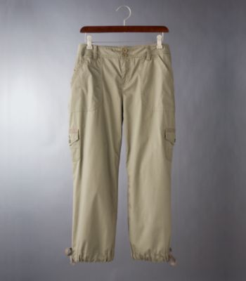 DKNY JEANS Women's Poplin Cargo Cropped Pants