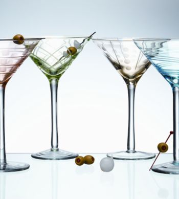 Laura Glass Allegro Colored Martini Glasses - Set of 4