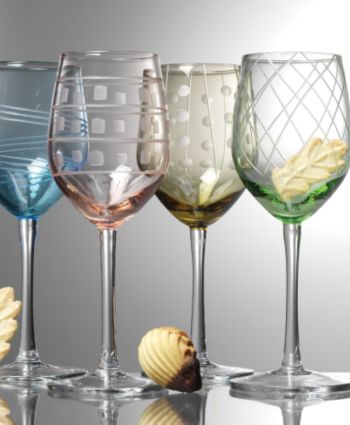 Laura Glass Allegro Colored Wine Glasses - Set of 4