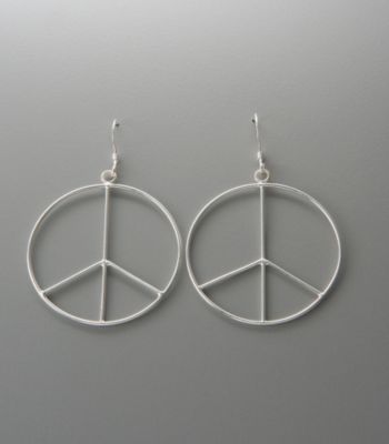 Jezlaine Sterling Silver Large Peace Sign Earrings