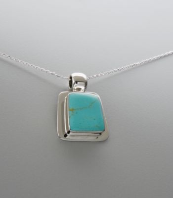 Athra Sterling Silver & Turquoise Organic Square Pendant