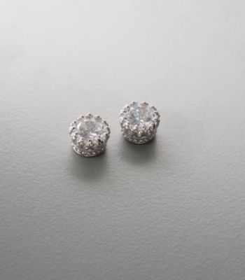 Athra Sterling Silver & Cubic Zirconia Crown-set Round Stud Earrings