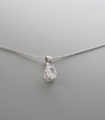 Athra Sterling Silver & Cubic Zirconia Crown-set Oval Pendant