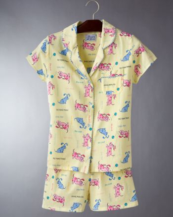 Dream Cafe Women's Shorty PJ Set - Yellow Dog