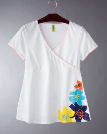 HUE® Women's Hibiscus Wrap Babydoll - White