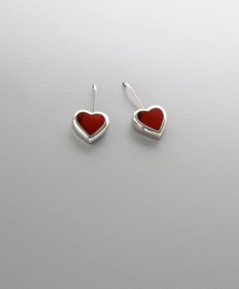 Athra Sterling Silver & Red Jasper Heart Earrings