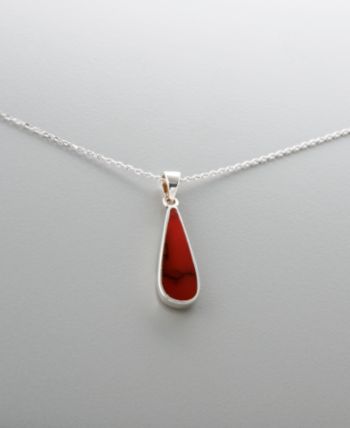 Athra Sterling Silver & Red Jasper Long Teardrop Pendant