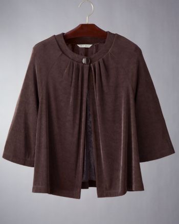 Laura Ashley® Women's 3/4-sleeve Swing Cardigan - Dark Fudge