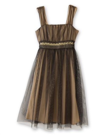 Amy Byer Girls' 7-16 Mesh Empire Dress - Brown