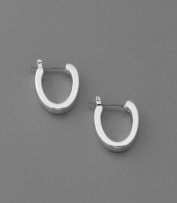 Lauren Ralph Lauren Medium Click-it Clasp Hoop Earrings - Silvertone