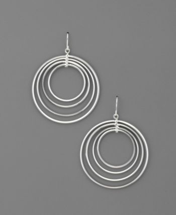 Lauren Ralph Lauren Multi Ring Hoop Earrings - Silvertone