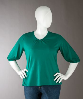 Studio Works Women's Plus Size 3/4-length Sleeve Shirred V-neck Top - Solid