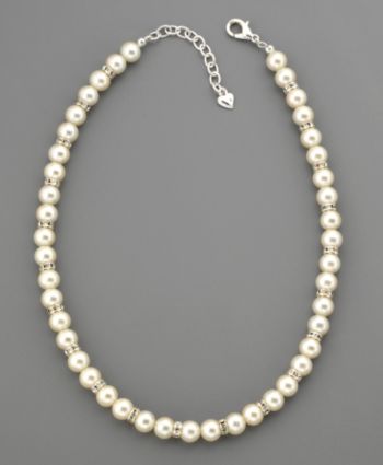 Carolee® Pearl & Pave Crystal Rondell Necklace - Silvertone