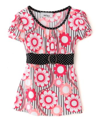Amy Byer Girls' 4-6X Print Top - Pink