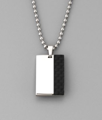 International Bullion Men's Black & Stainless Steel Small Dog Tag Pendant