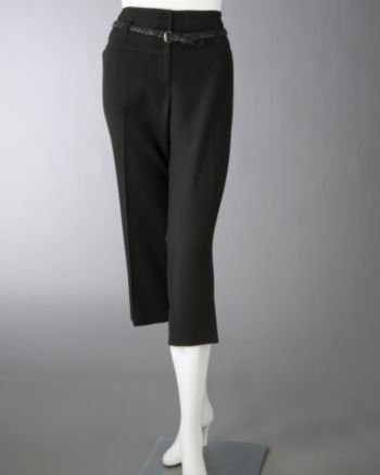 AGB Women's Wide Waistband Cropped Pants - Black