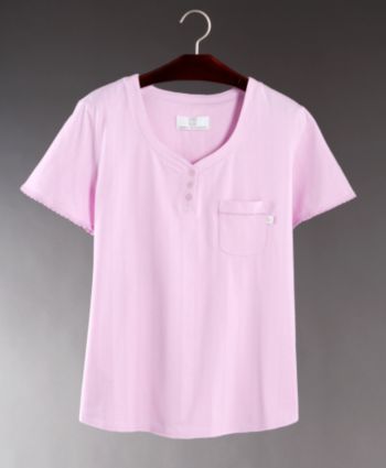 Karen Neuburger Women's & Plus Size Cloud Nine Short Sleeve Top - Pink Petal