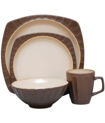 Sango Contrast Brown 16-Piece Dinnerware Set