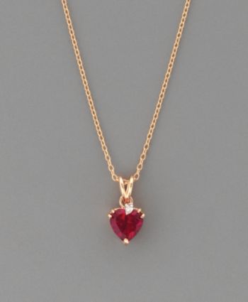14 Kt. Gold-Over-Sterling-Silver Created Ruby Heart Pendant