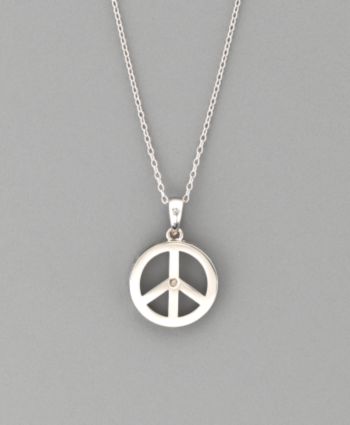 1 Pt. t.w. Platinum-Over-Sterling-Silver Diamond Peace Sign Pendant