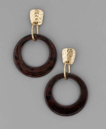 Erica Lyons™ Clip Drop Hoop Earrings - Brown/Gold