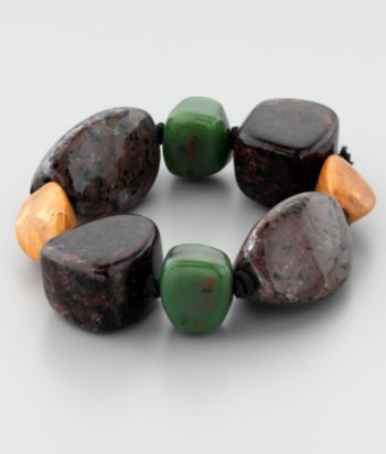 Erica Lyons™ Stretch Beaded Bracelet - Green/Brown