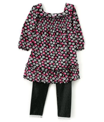 Nannette® Girls' 4-6X 2-Piece Tunic/Legging Set - Black Multicolor