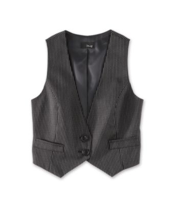 Star City Juniors' Fabric Full Back 2-button Vest - Black Stripe