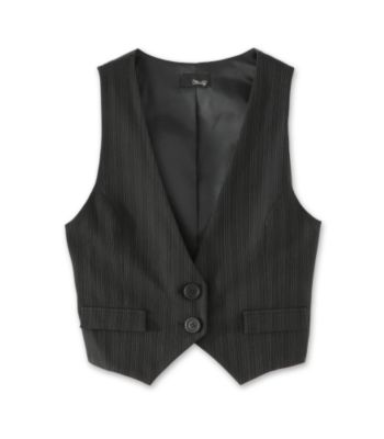 Star City Juniors' Satin Full Back 2-button Vest - Black Stripe