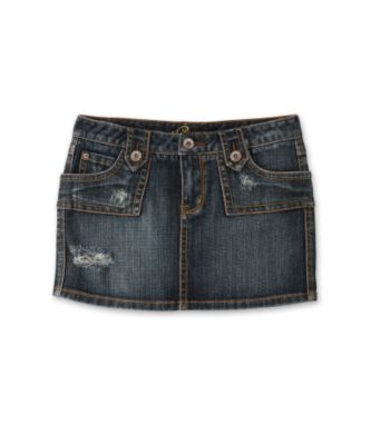 Piama Juniors' Destructed Denim Mini Skirt - Greenwich Wash