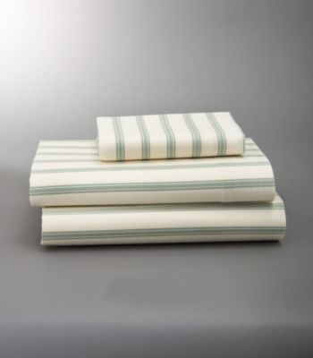 Green Ticking Stripe Flannel Sheet Set by LivingQuarters