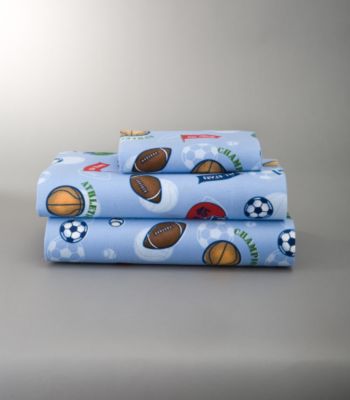 Champions Print Flannel Sheet Set by LivingQuarters