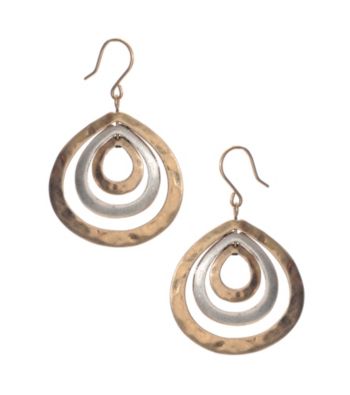 Kenneth Cole® Two Tone Teardrop Orbit Hoop Earrings