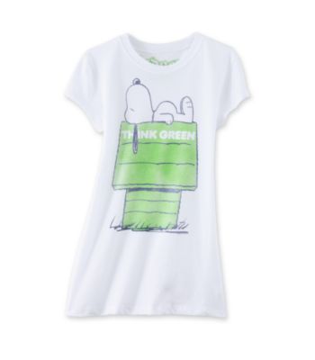 Doe Juniors' Snoopy Think Green Tee - White