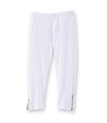 L8ter Juniors' Cropped Zipper Leggings - White