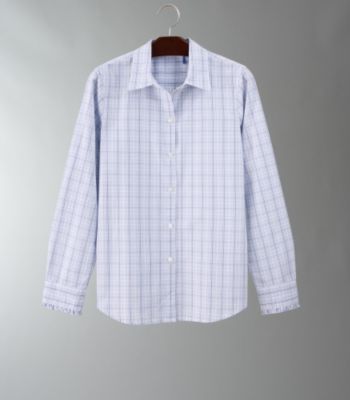 Izod Women's Ruffle-trimmed Plaid Blouse - Periwinkle Blue