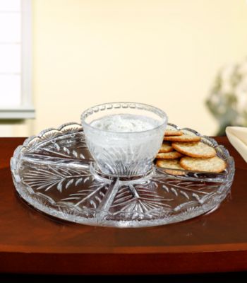 Fifth Avenue Crystal Ltd.® Portico Cake Plate/Chip n' Dip