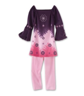 Flapdoodles® Girls' 2T-6X 2-Piece Dress & Legging Set - Plum/Pink