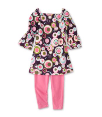 Flapdoodles® Girls' 2T-6X 2-Piece Dress & Legging Set - Plum Multi