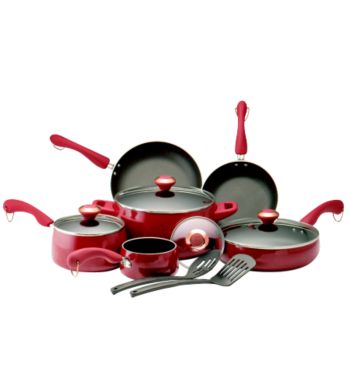 Paula Deen Porcelain Enamel Nonstick 12-Piece Cookware Set - Red