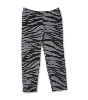 L8ter Juniors' Printed Cropped Leggings - Black/Gray Zebra