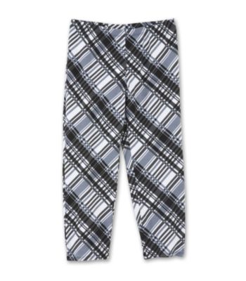 L8ter Juniors' Printed Cropped Leggings - Black/White Plaid