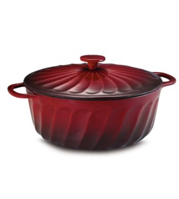 Paula Deen Cast Iron Enamel 7-Quart Covered Round Casserole - Red